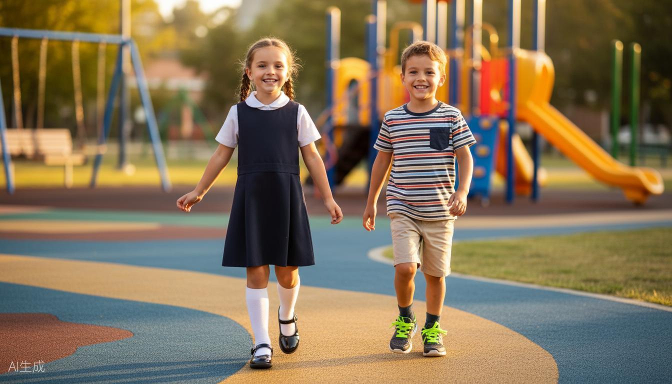 Happy kids wearing Tobfis shoes