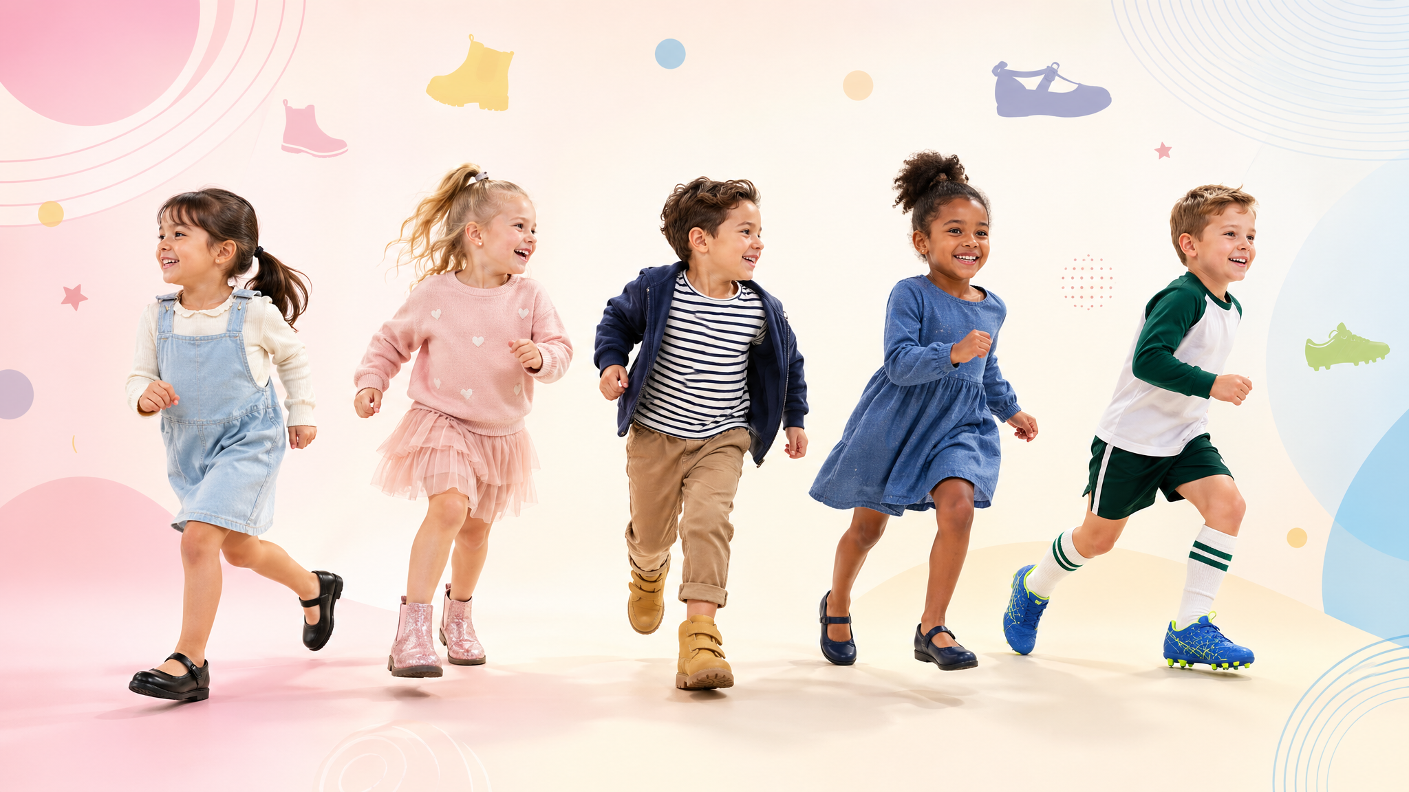 Happy kids wearing Tobfis shoes