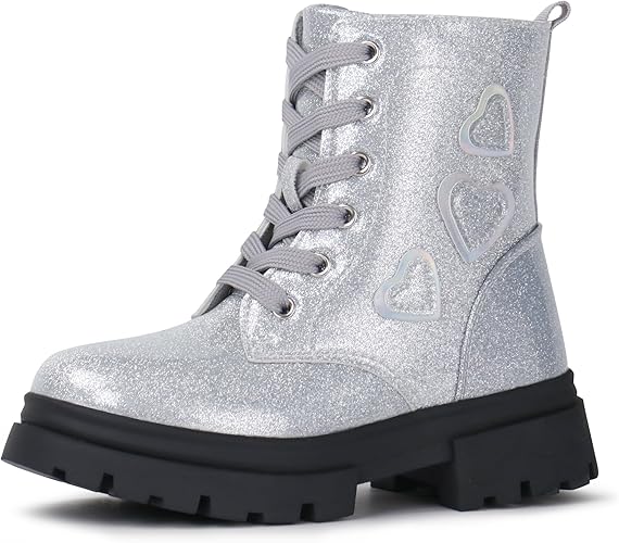 Girl's Glitter Combat Boots